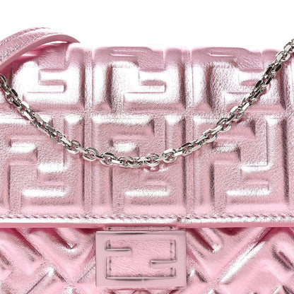Metallic Nappa Matisse FF Embossed Wallet On Chain Rosa