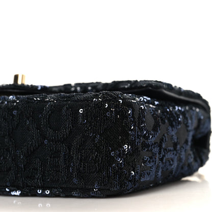 Sequin Quilted Small Single Flap Black