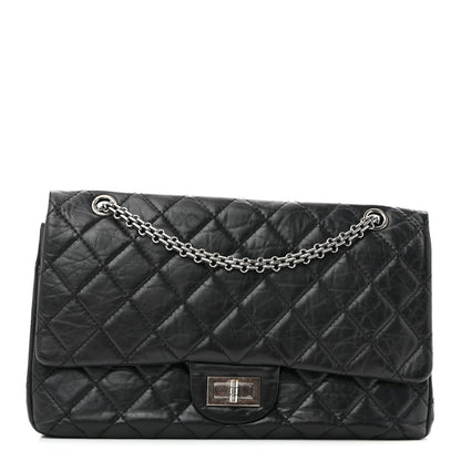 Aged Calfskin Quilted 2.55 Reissue 227 Flap Black