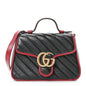 Vintage Effect Calfskin Matelasse Diagonal Mini Torchon GG Marmont Top Handle Shoulder Bag Black Romantic Cherry