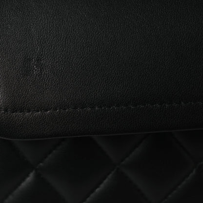 Lambskin Quilted Medium Double Flap Black