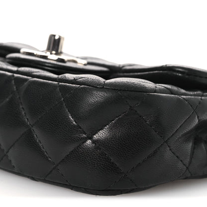 Lambskin Quilted Double Mini Flap Crossbody Black