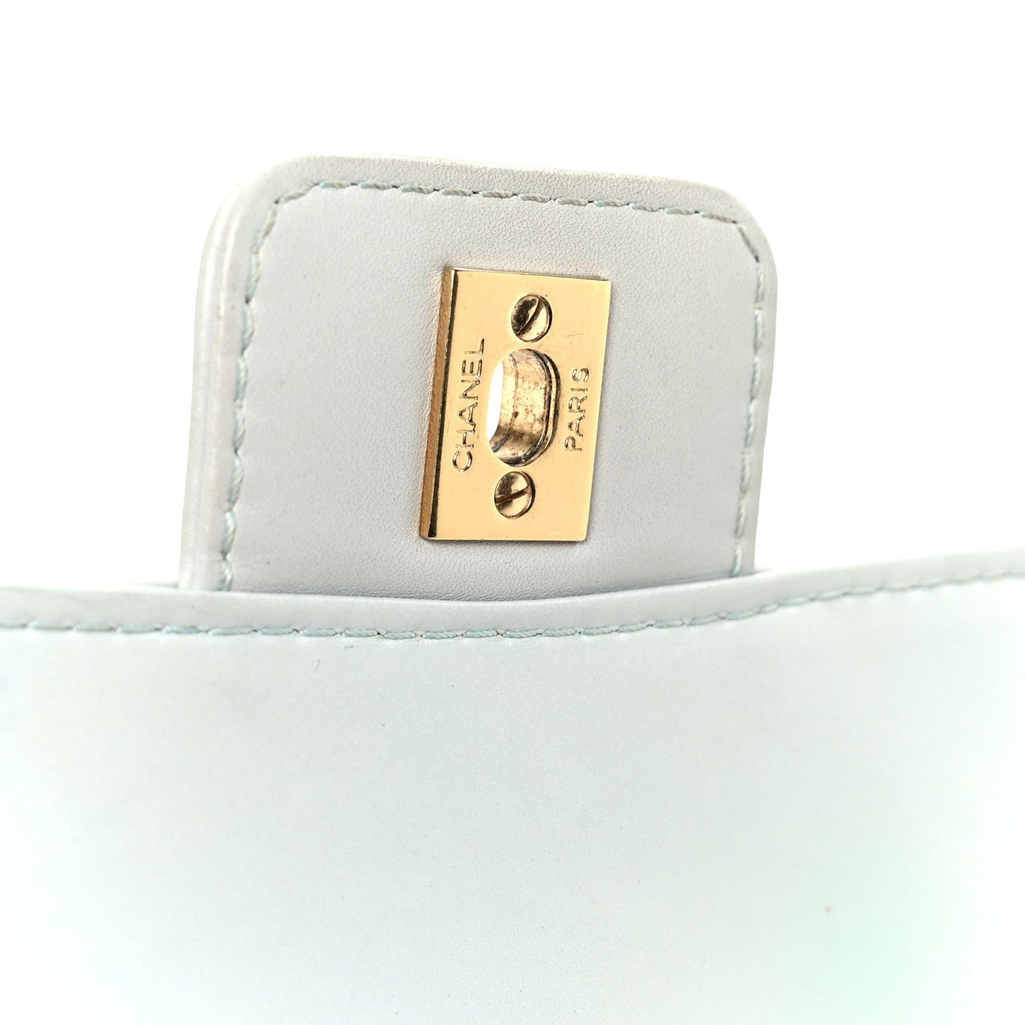 Calfskin Quilted Wild Stitch Large Flap Light Blue