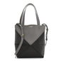 Shiny Calfskin Mini Puzzle Fold Tote Pearl Grey Dark Grey