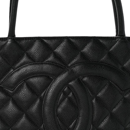 Caviar Quilted Medallion Tote Black