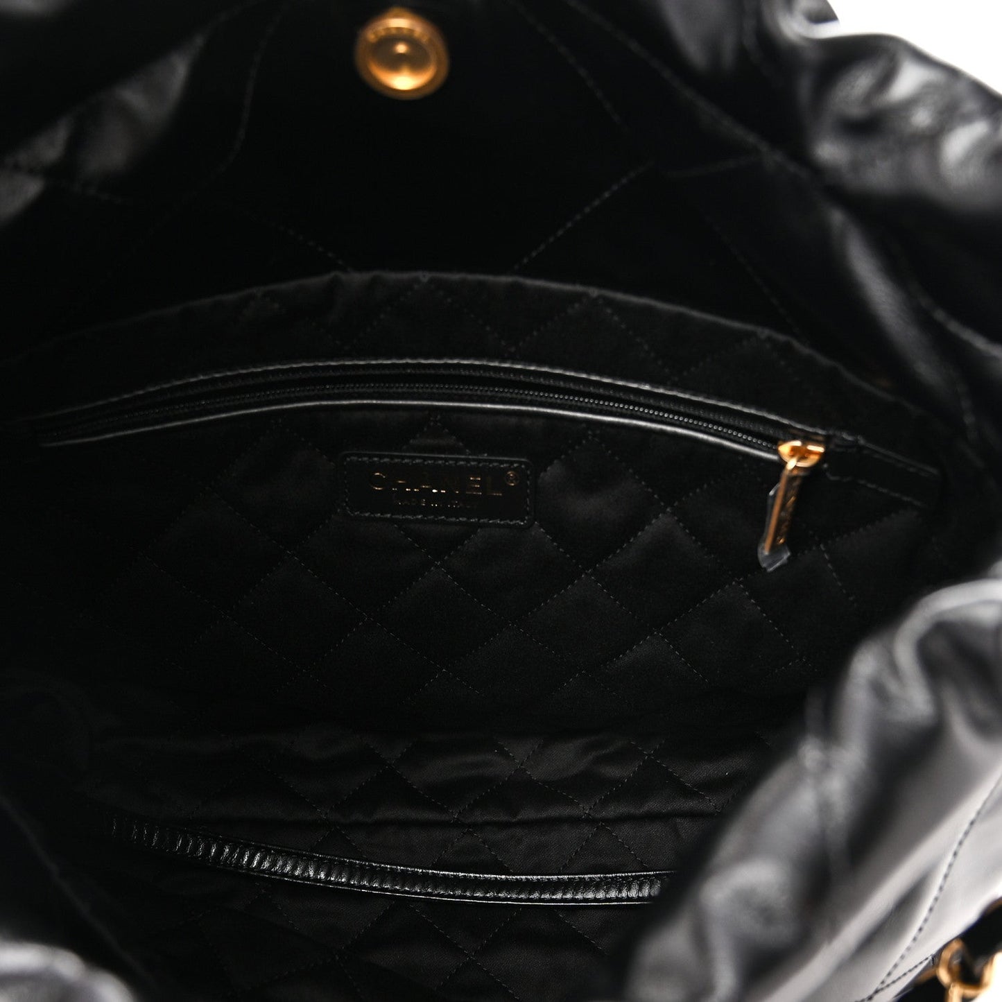 Shiny Calfskin Quilted Small Chanel 22 Black