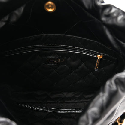 Shiny Calfskin Quilted Small Chanel 22 Black