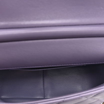 Shiny Lambskin Quilted Mini Pearl Logo Flap Light Purple