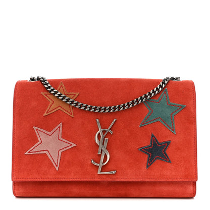 Suede Star Medium Classic Monogram Kate Satchel Berry Red
