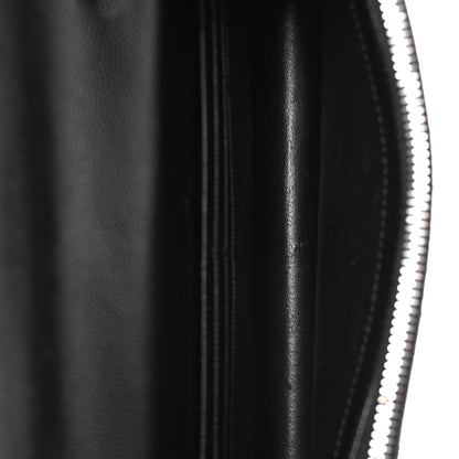 Grain De Poudre Matelasse Chevron Monogram Envelope Chain Wallet Black