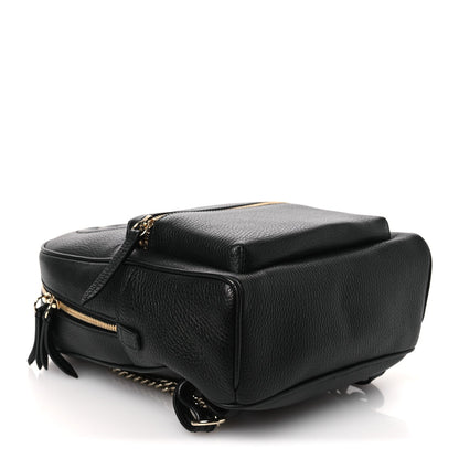 Pebbled Calfskin Soho Chain Backpack Black