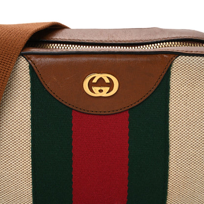 Vintage Canvas Web Shoulder Bag Sand Cuir