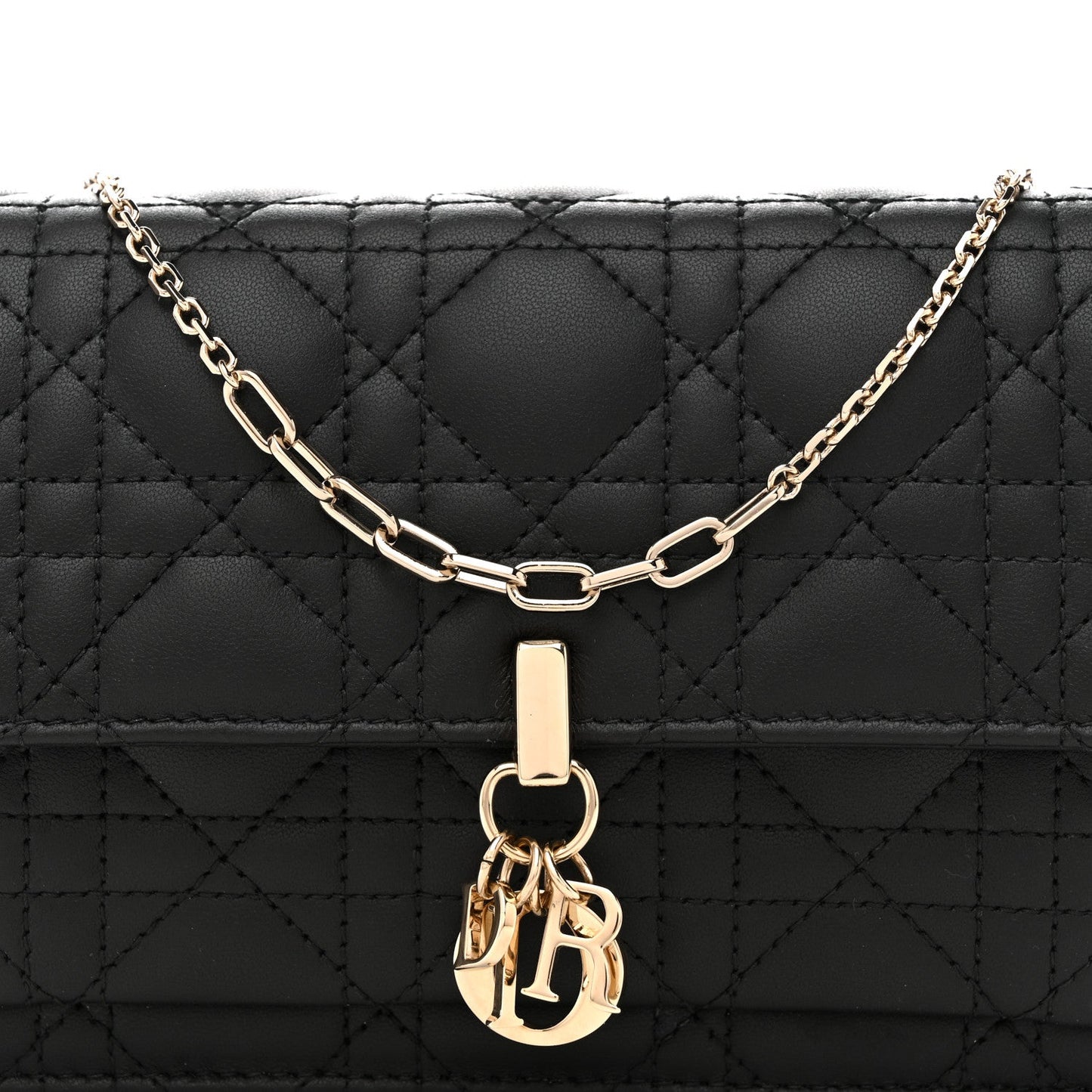 Lambskin Cannage Chain My Dior Daily Chain Pouch Black