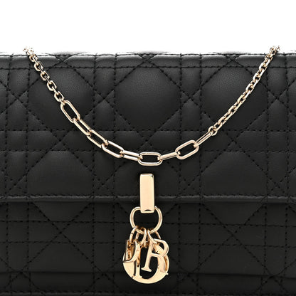 Lambskin Cannage Chain My Dior Daily Chain Pouch Black