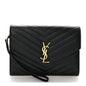 Grain De Poudre Matelasse Chevron Monogram Envelope Clutch Black