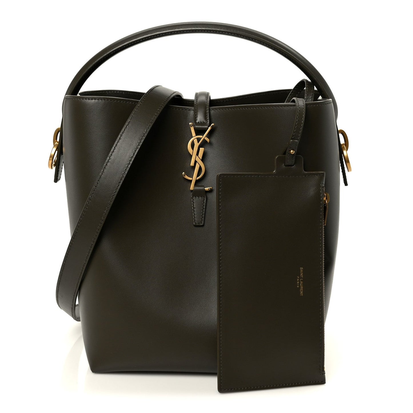 Shiny Calfskin Le 37 Bucket Bag Deep Musk