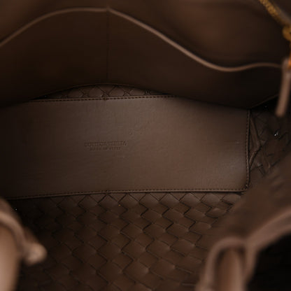 Nappa Intrecciato Medium Andiamo Shoulder Bag Taupe Grey