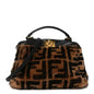 Shearling Nappa Macro FF 1974 Mini Peekaboo Iconic Satchel Tobacco Black