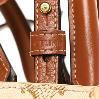 Triomphe Canvas Calfskin Mini Vertical Cabas White
