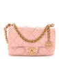 Lambskin Quilted Mini Heart Charms Flap Light Pink