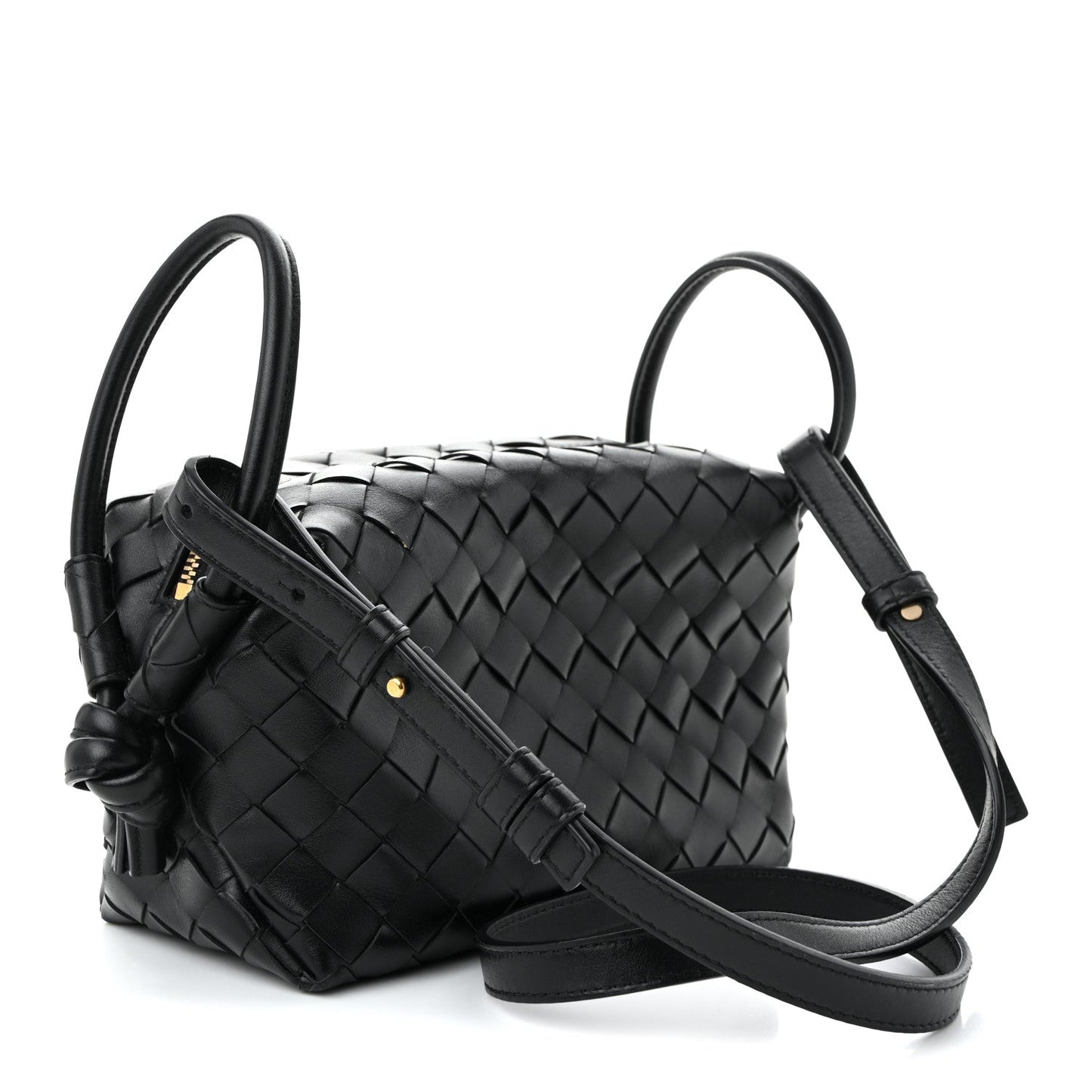 Calfskin Intrecciato Small Loop Top Handle Black