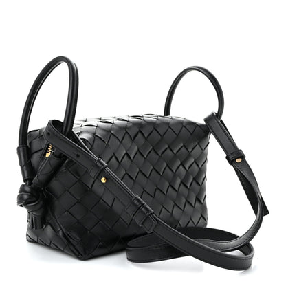 Calfskin Intrecciato Small Loop Top Handle Black