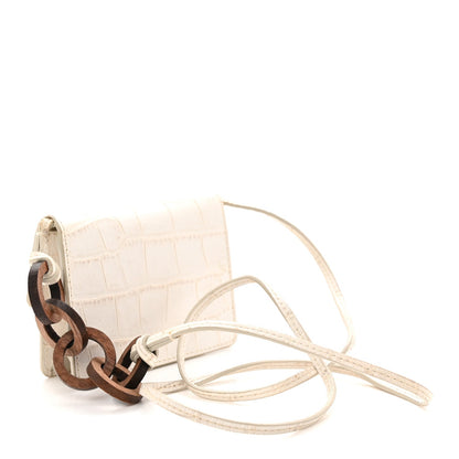 Calfskin Crocodile Embossed Le Riviera White