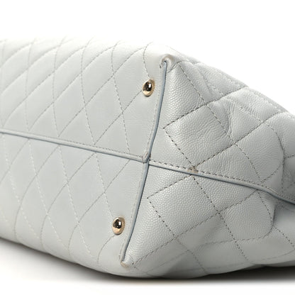 Caviar Quilted Shopping Tote Light Green