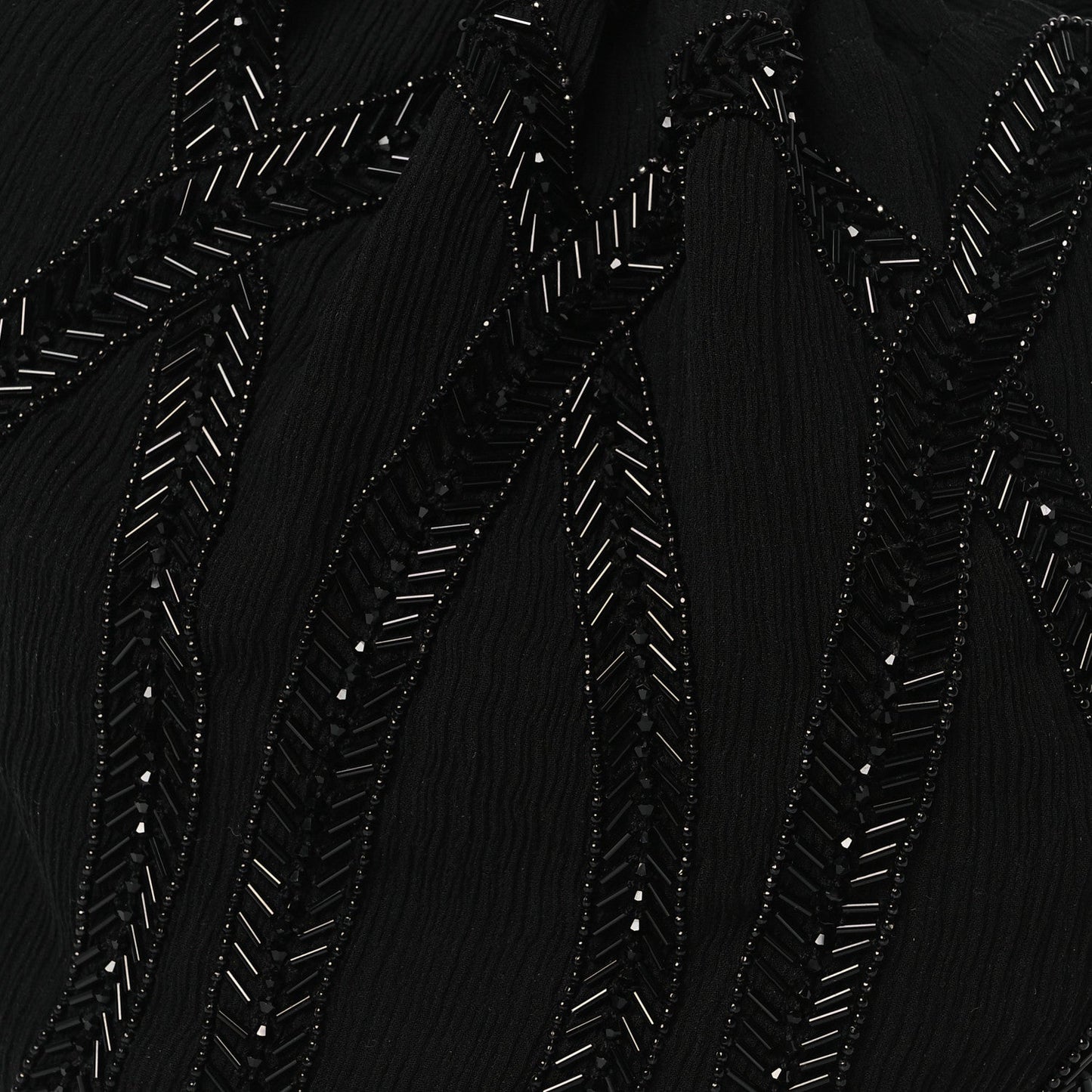 Chiffron Beaded Pochon Souple Bag Black