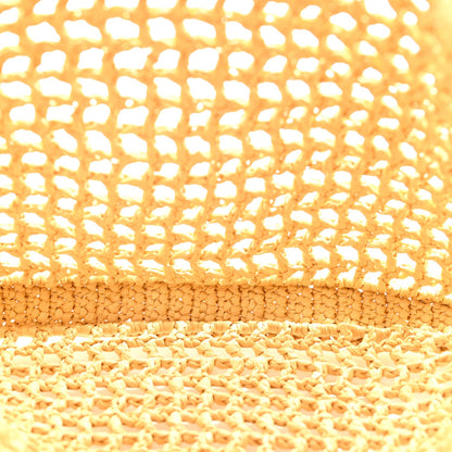 Yarn Raffia Effect Crochet Logo Embroidered Tote Bag Naturale