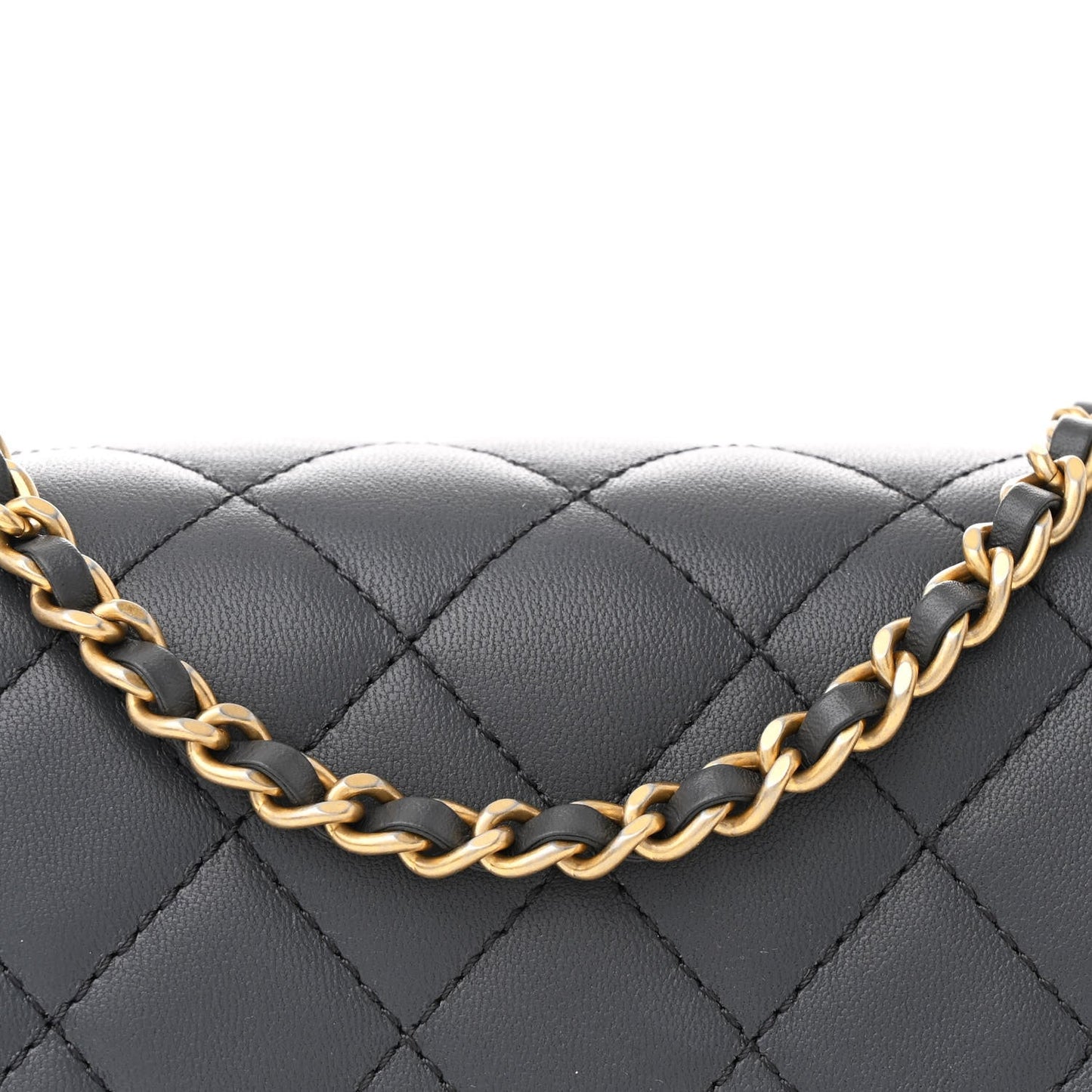 Lambskin Quilted Mini Pearl Crush Flap Dark Grey