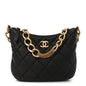 Lambskin Quilted CC Chain Hobo Black