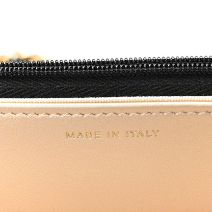 Shiny Crumpled Calfskin Quilted Precious Tie Wallet On Chain WOC Black
