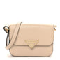 Box Calfskin Triangle Embleme Flap Shoulder Bag Sabbia