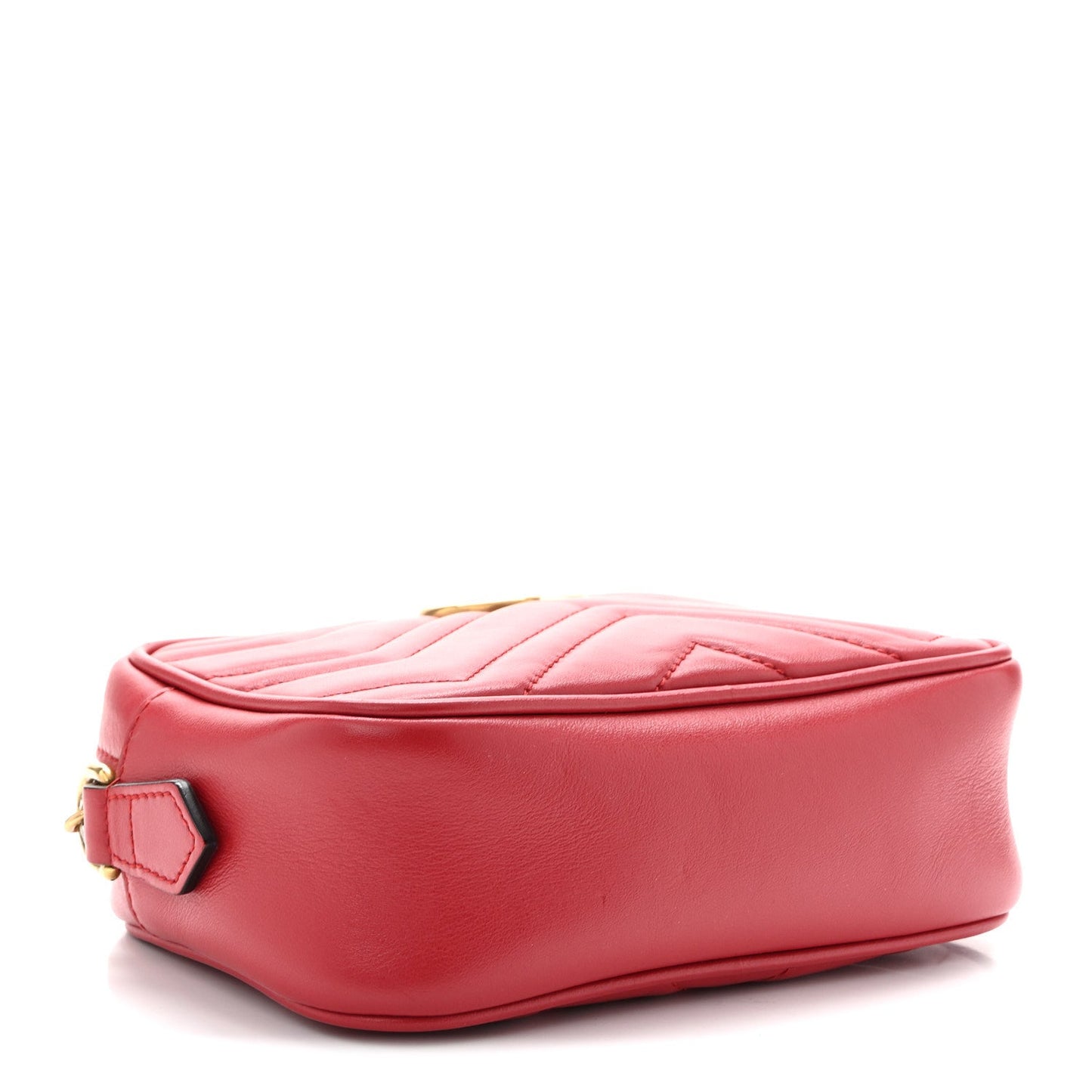Calfskin Matelasse Mini GG Marmont Chain Shoulder Bag Hibiscus Red
