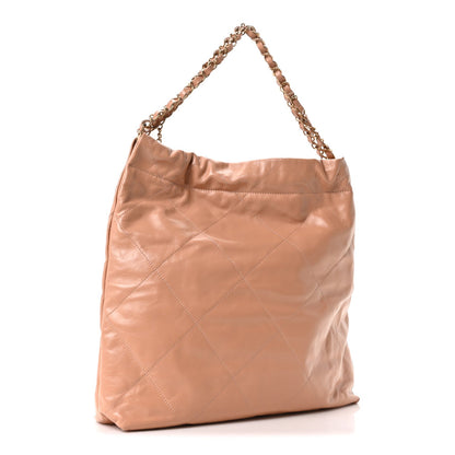 Shiny Calfskin Quilted Chanel 22 Beige
