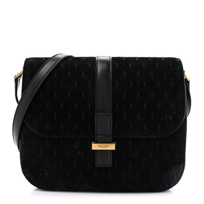 Suede All-Over Monogram Small Le Monogramme Satchel Black