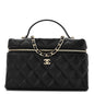 Caviar Quilted Top Handle Slim Vanity With Chain Black