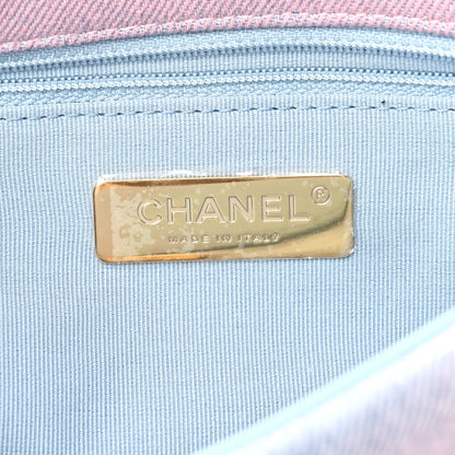 Denim Quilted Medium Chanel 19 Flap Blue Pink