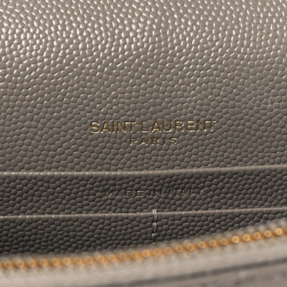 Grain De Poudre Matelasse Chevron Monogram Envelope Chain Wallet Fog