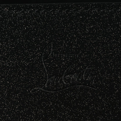 Suede Glitter Calfskin Embellished Paloma Clutch Black