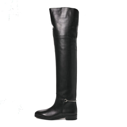 Calfskin Slim Horsebit Over The Knee High Boots 37 Black