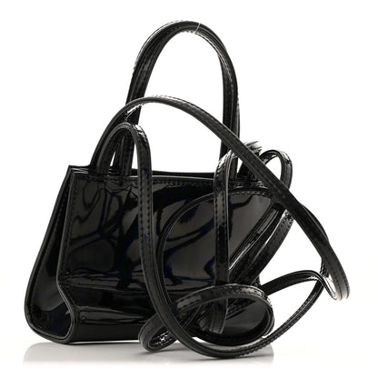 Patent Vegan Leather Small Shopping Bag Black Rainbow