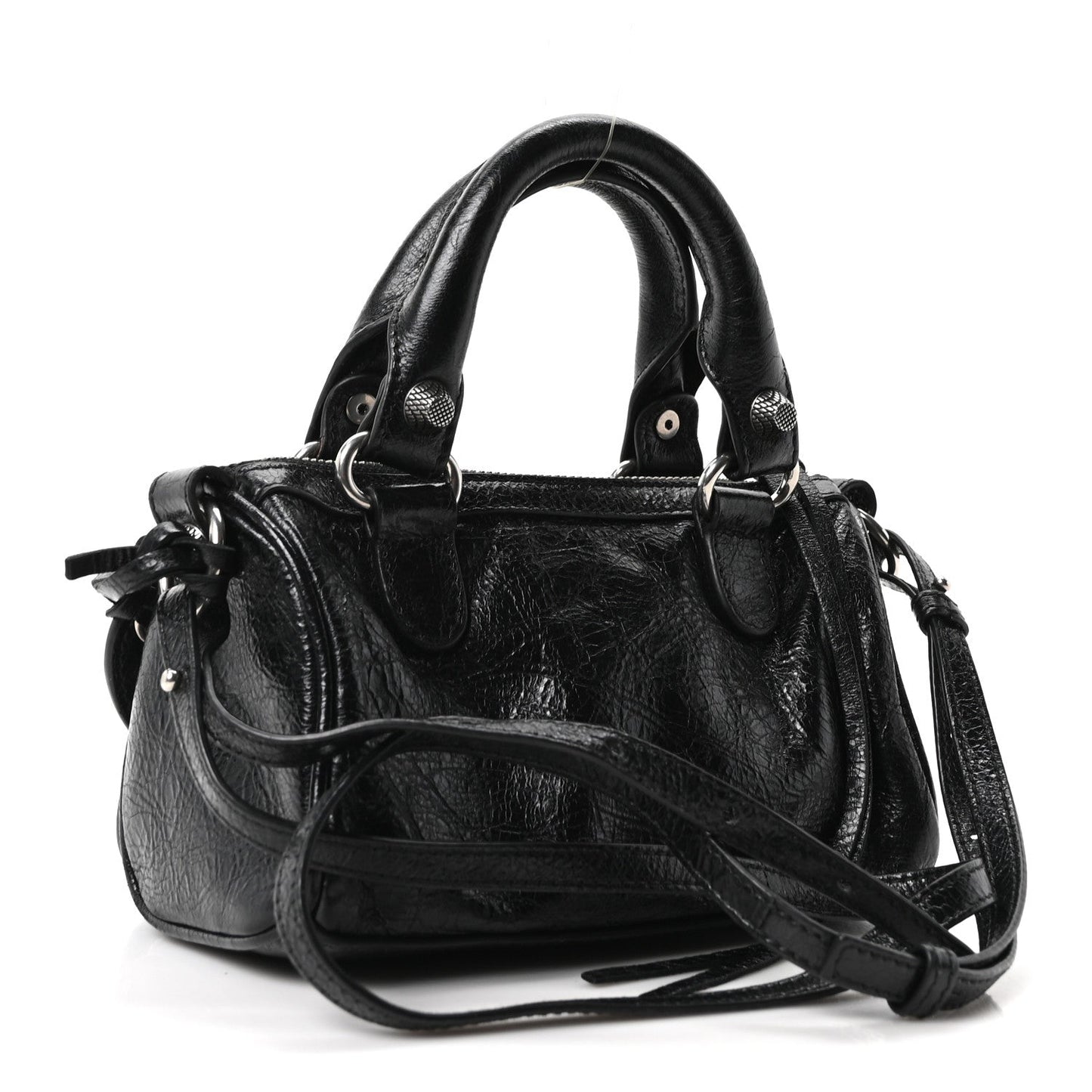 Agneau Arena Crystal Neo Nano Cagole Handbag Black