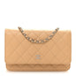 Caviar Quilted Wallet on Chain WOC Beige