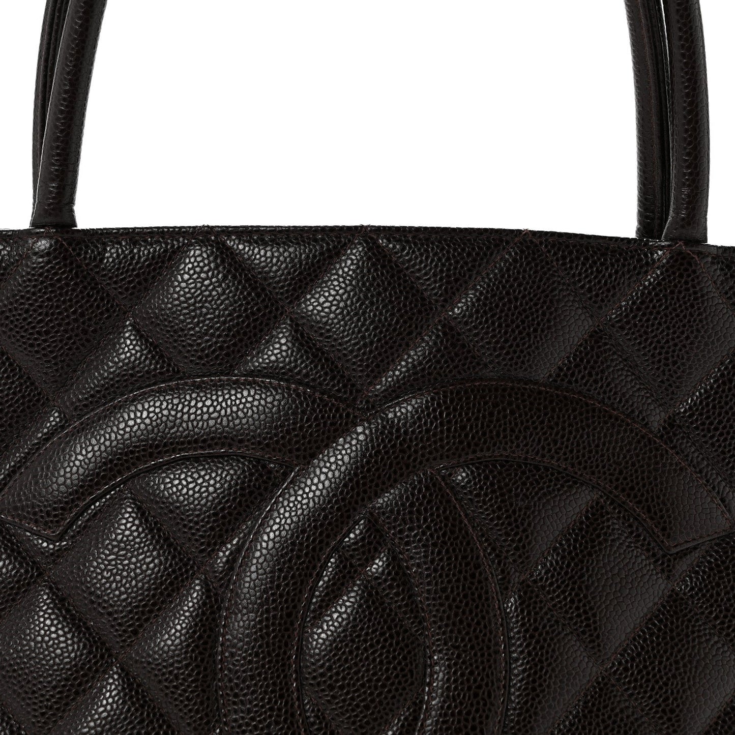 Caviar Quilted Medallion Tote Dark Brown