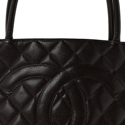 Caviar Quilted Medallion Tote Dark Brown