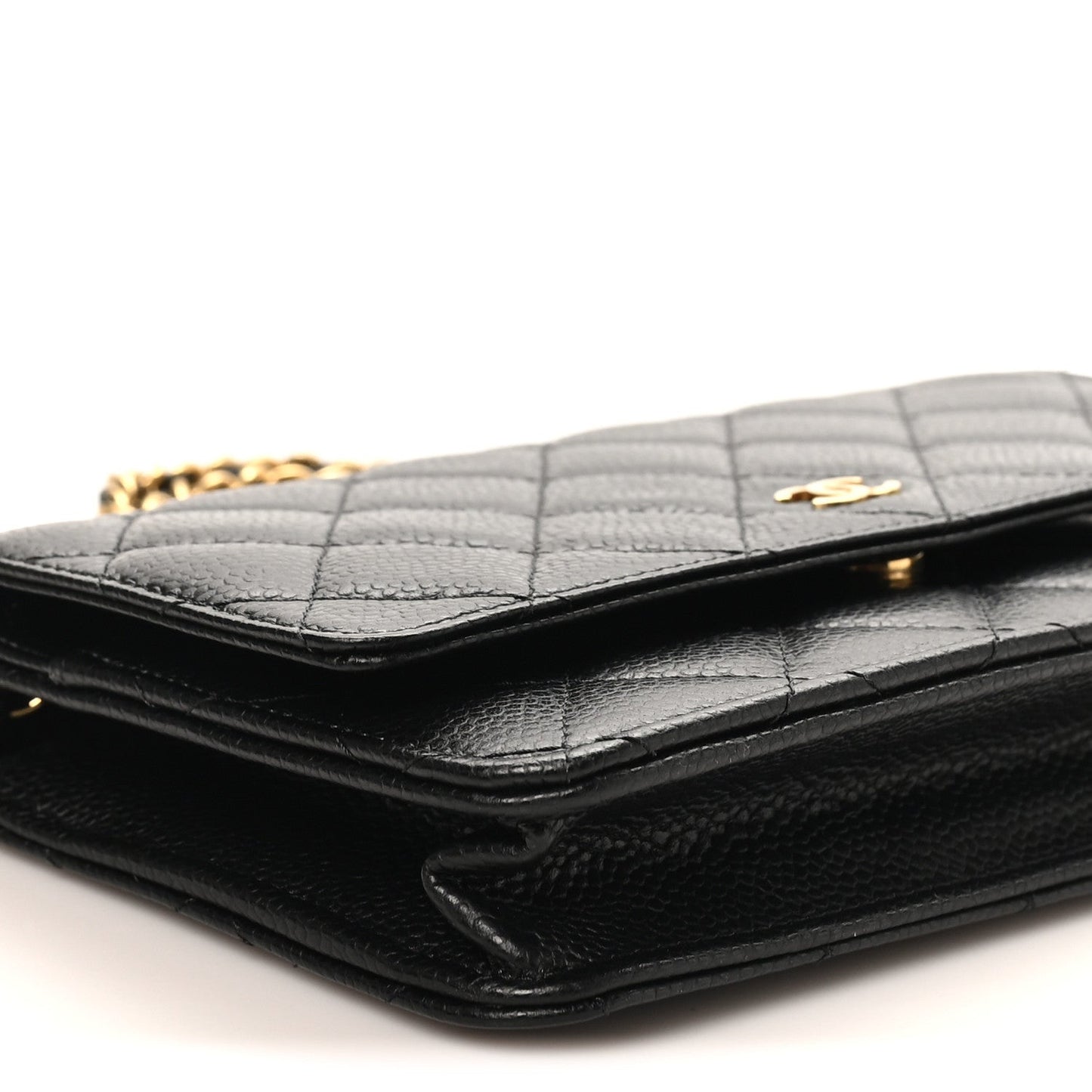Caviar Quilted Wallet on Chain WOC Black