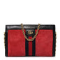 Suede Patent Web Small Ophidia Chain Shoulder Bag Hibiscus Red Black