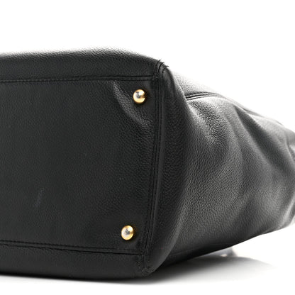 Calfskin Cerf Executive Shopper Tote Black